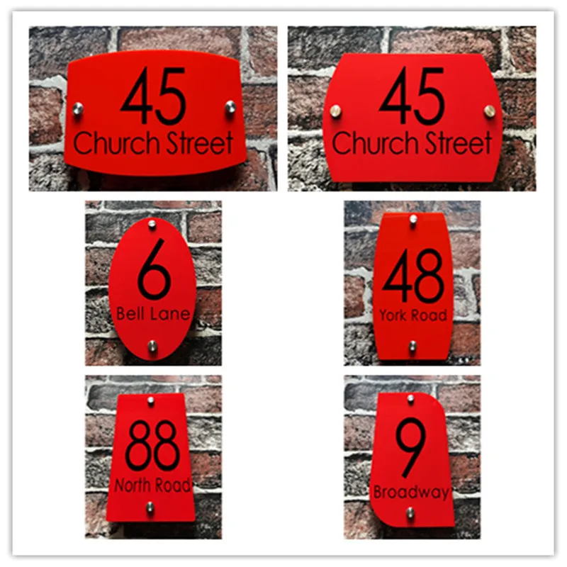 

Customized Transparent Acrylic House Number Plaques Sign Plates House Signs with Vinyl Stickers Films