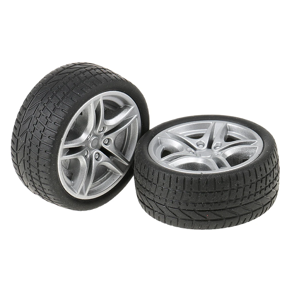 2 Pieces 48mm Rubber Wheels Tyre Car Truck Tire Model Toys Wheels for Mini Truck/Buses Making