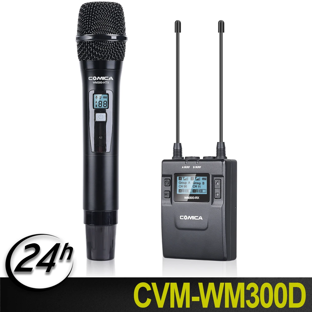

Original UHF 96-channels Metal Wireless Microphone with Dual-transmitters +1 Receiver 16 Levels Volume Adjustment Mono/Stereo