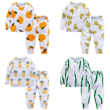 

BINIDUCKLING 2018 New Arrival Baby Boys Pajamas Cartoon Fruit Printed Cotton Tops+Pants Set Autumn Winter Pajamas Homewear Set
