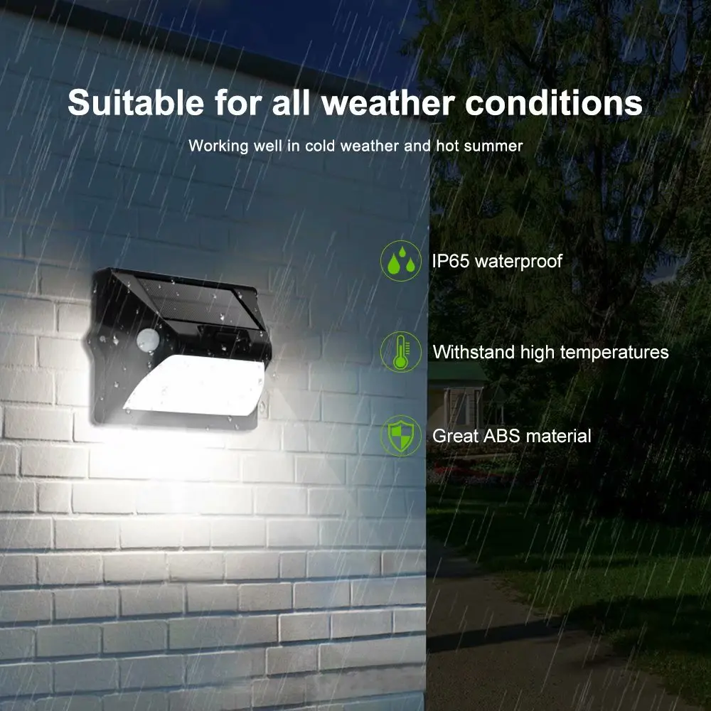 Outdoor Solar Lights PIR Motion Sensor LED Wall Lamp Double PIR Inductor 7 Color Changes 3Modes Garden Decoration/Security Light