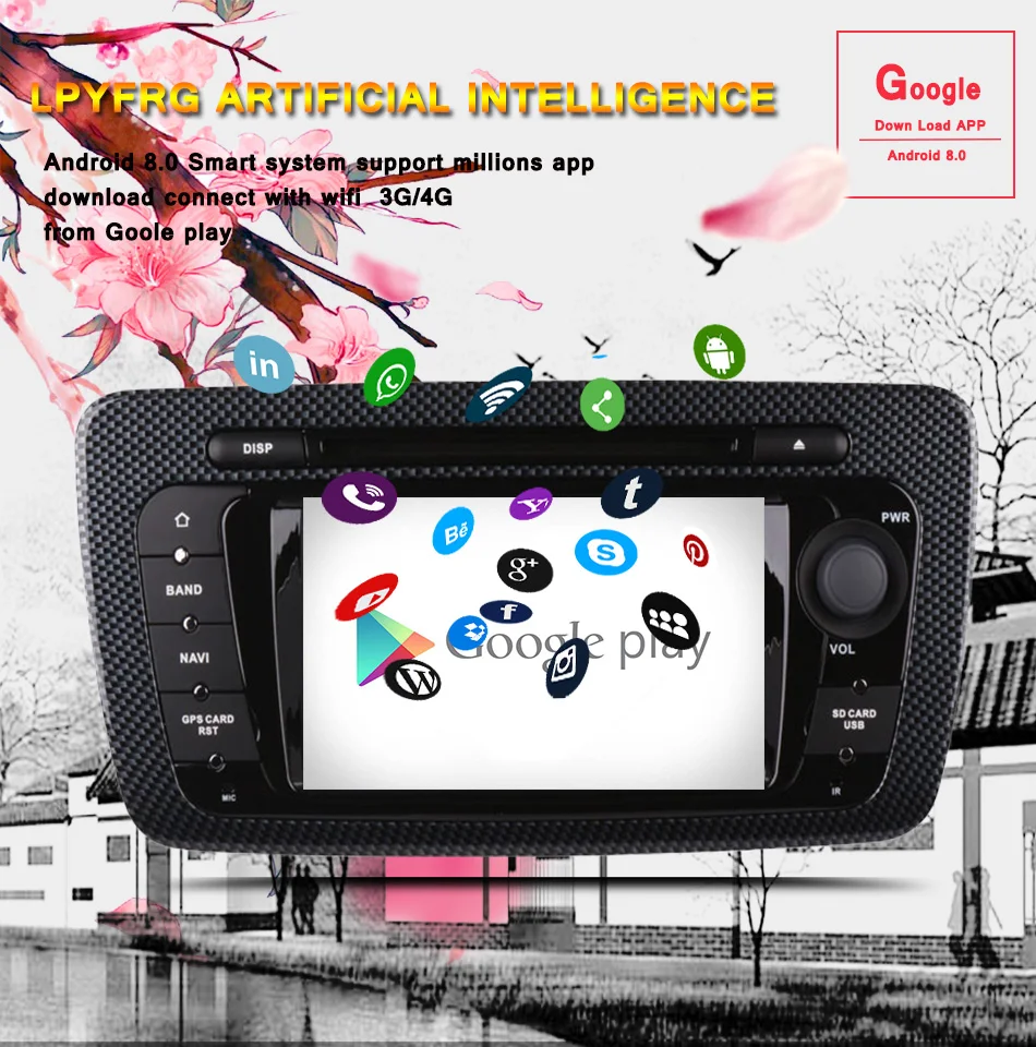 Top Octa Core 4GB RAM 1024*600 Android 9.0 Car DVD Player GPS for Seat Ibiza 2009 - 2013 with WiFi Bluetooth Radio GPS Tape Recorder 4