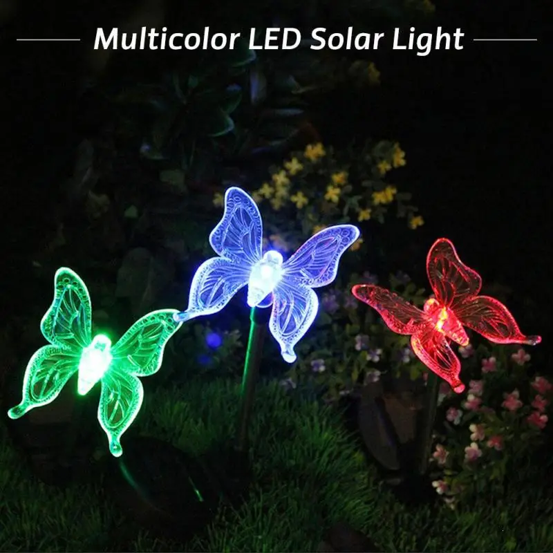 Outdoor LED Solar Garden Light Butterfly Dragonfly Bird Multicolor Led