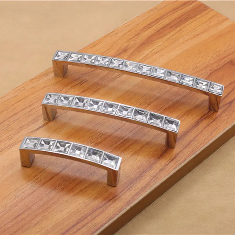 Hole Pitch 64mm/96mm/128mm Modern Crystal Glass handle drawer handle pulls cabinet handle furniture Hardware Home Improvement