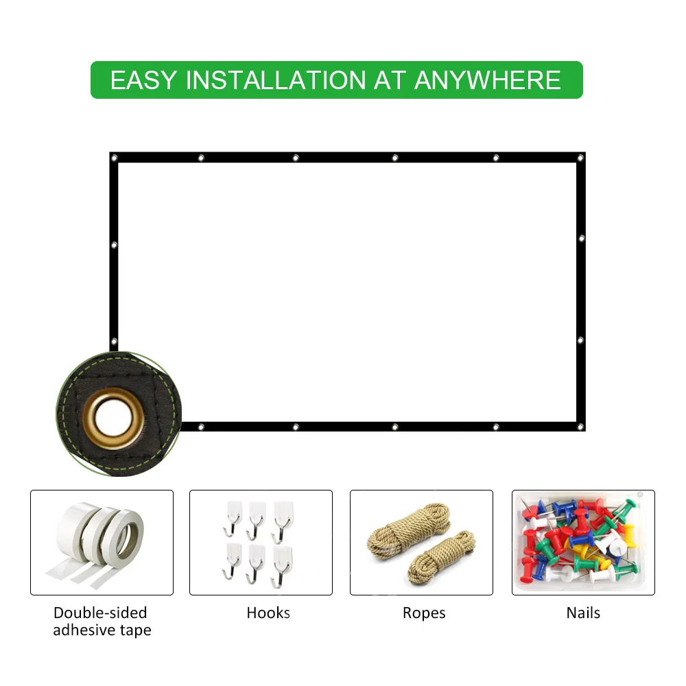 HENZIN طوي العارض شاشة 100 120 بوصة 16:9 HD PVC النسيج الإسقاط شاشة ل مكتب المنزل المسرح في الهواء الطلق فيلم سينما