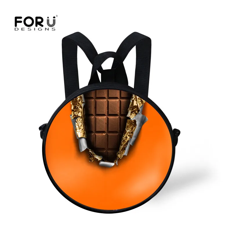 Популярные круглые школьные ранцы FORUDESIGNS с 3d рисунком шоколада и животных рюкзак