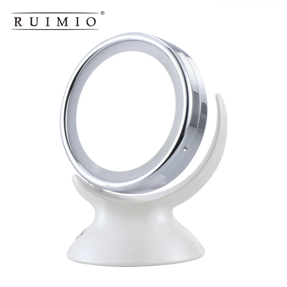 

Adjustable 5X Magnification Lighted LED Makeup Mirror Bathroom Vanity Mirror 360 Degree Swivel Double-sided Table Top Mirror