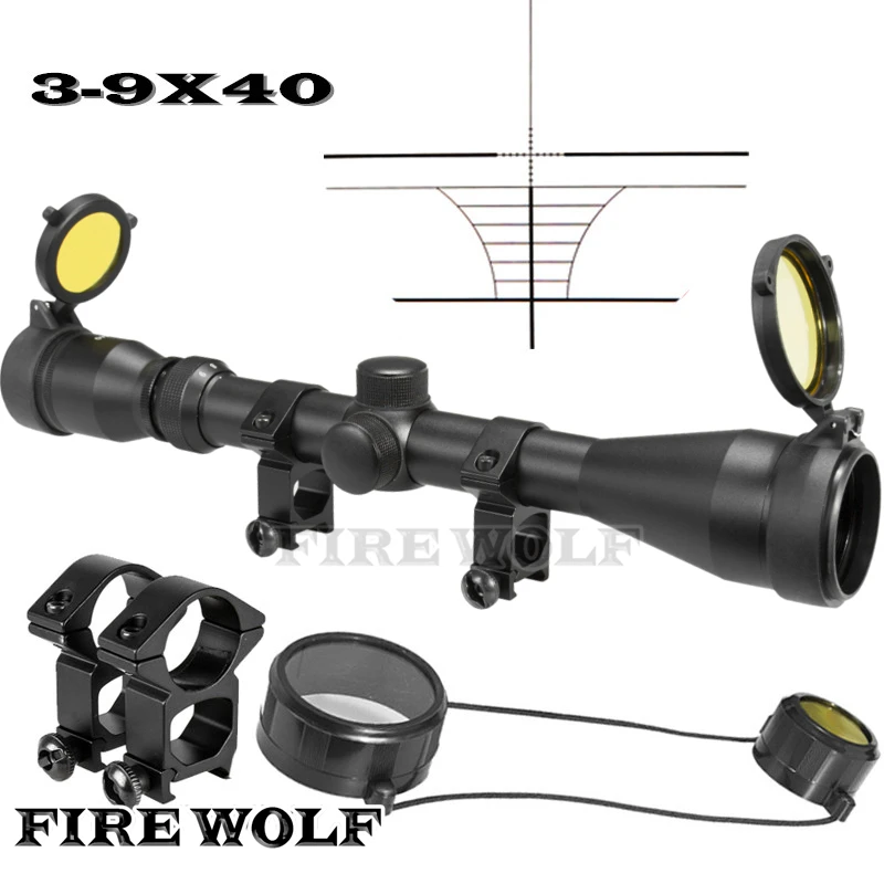 

FIRE WOLF High Quality 3-9X40 Adjustable Outdoor Tactical Riflescope Reticle Sight Scope For Hunting With Yellow Scope Cover