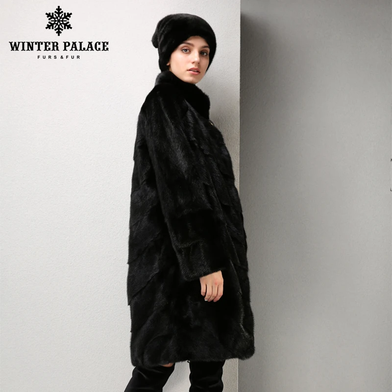 En Classique De Black Véritable Femmes Pour Noir Mode Manteaux Manteau Moyen Cuir D'hiver Palais Mince Fourrure Style Longue Vison 5RWWwpqB4Z