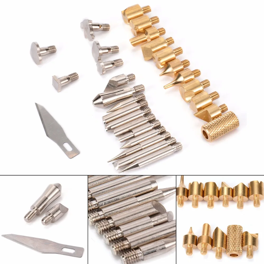Details about   28pc Wood Burning Pen Tips & Stencils Soldering Carving Iron Working Tool Set 