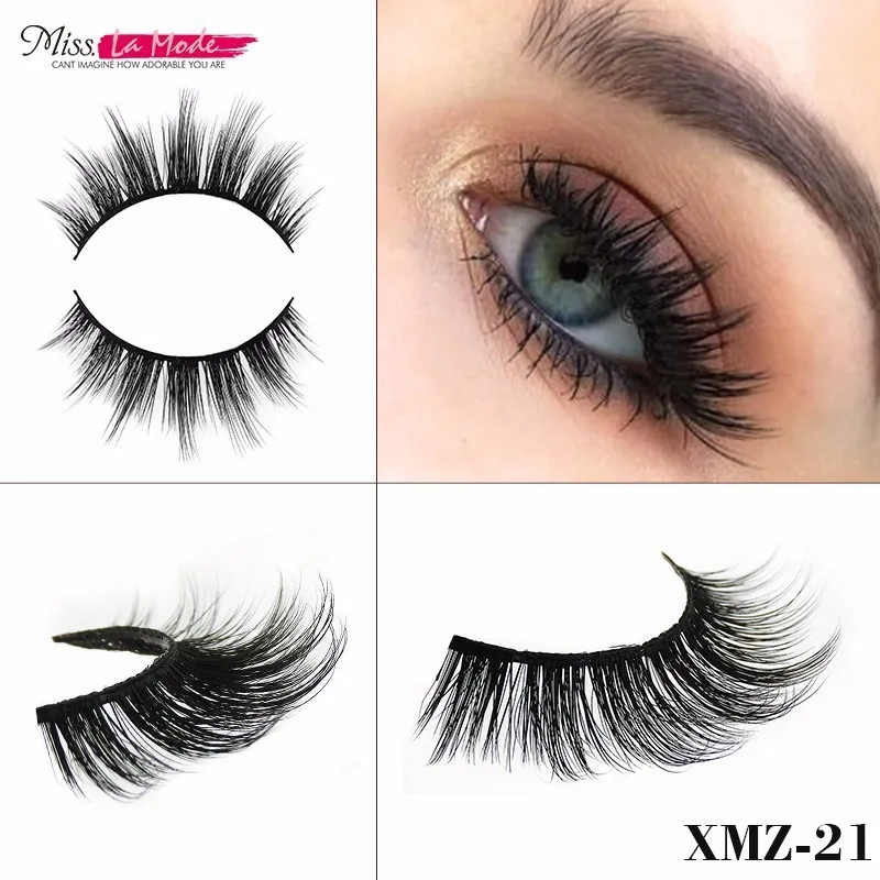 

Miss Lamode XMZ21 Fake Synthetic Strip Eyelashes Thick 3D Mink Eyelashes Strips Set Natural False Eyelash Extension