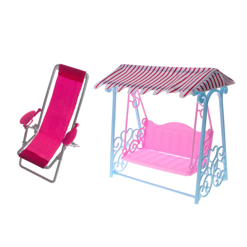 1/6 Rosy Beach Deck Chair Swing Model Dollhouse Miniature Furniture for Hot Toys   Dolls Accessory Kids Playset