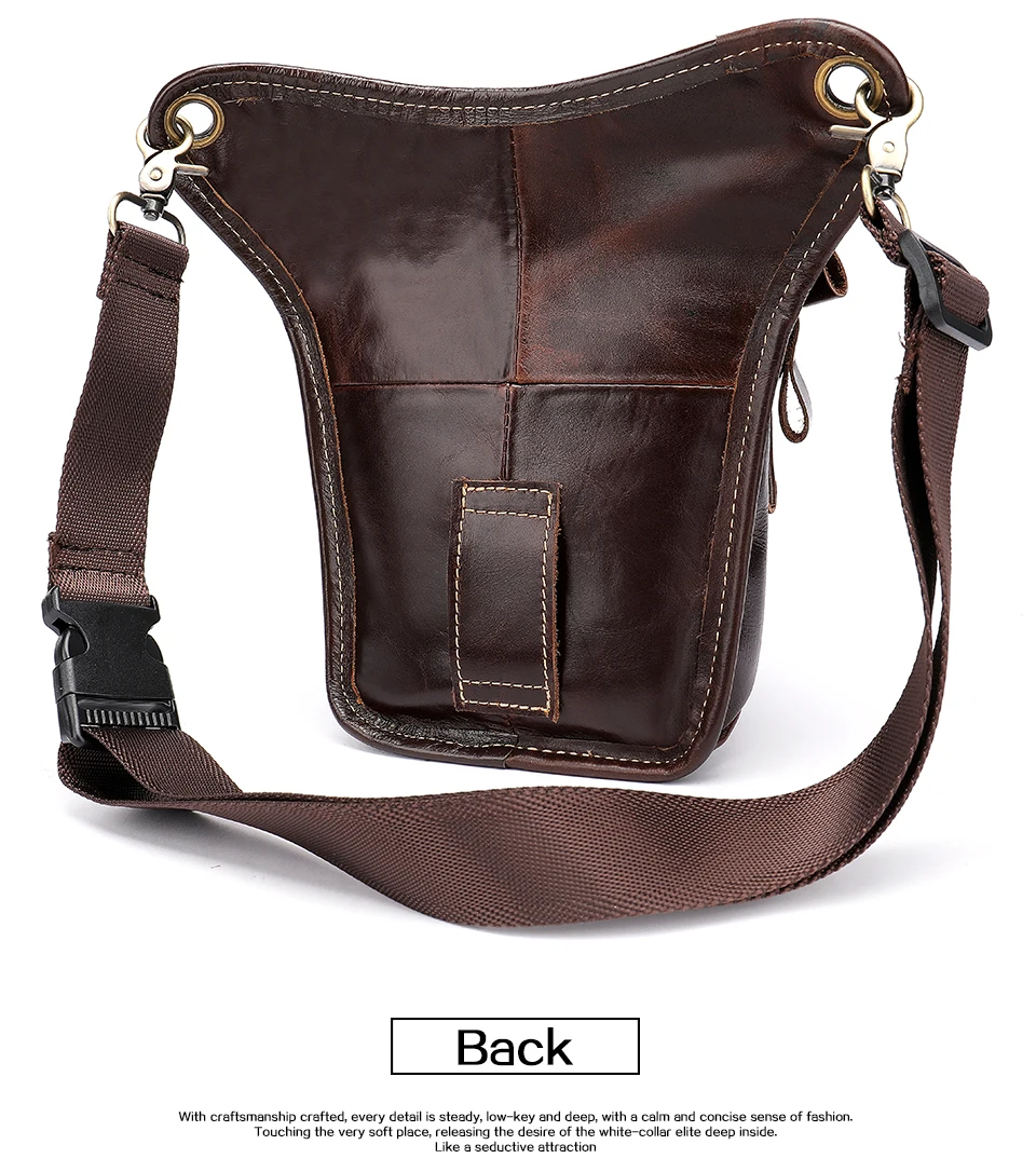 4 Fanny Pack Men's Leg Bag Genuine Leather Belt Bag Men Leg Drop Bag for Men Leather Money  Phone Legs Male Pouch Bags 3237