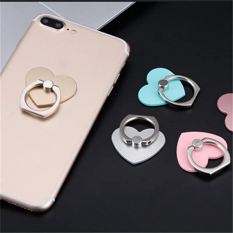 360 Degree Cute Heart Shaped Mobile Phone Finger Ring Smartphone Stand Holder For iPhone 7 iPad2 Samsung S8 MI5 all Smart Phones