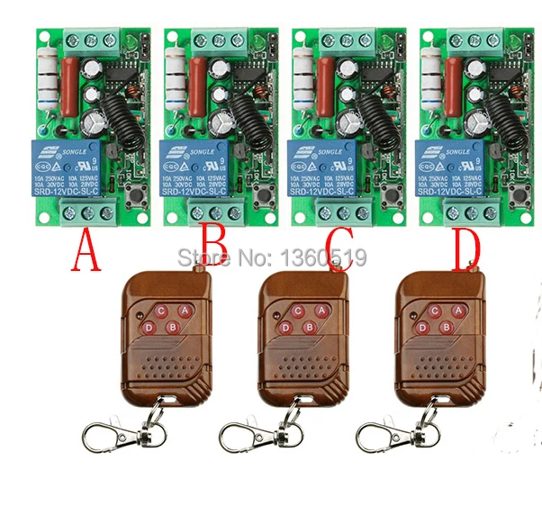 2016 Новый AC220V 1CH 1channe RF wireless переключатель системы дистанционного управления teleswitch3X передатчик + 4X приемник, 315/433 МГц