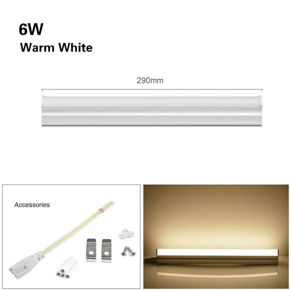 Светодиодный светильник для кухни T5, светодиодный светильник для шкафа, 6 Вт, 10 Вт, 29 см, 57 см, светодиодный светильник, AC 220 В, 240 В - Цвет: 6W Warm White