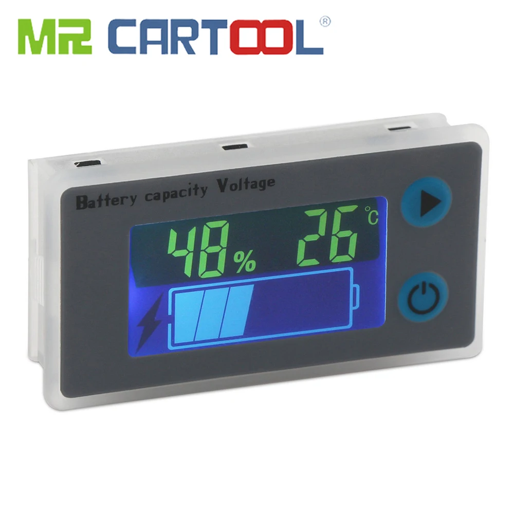 

Mr Cartool Digital Battery Capacity Tester 12 24 36 48 72V Voltage Temperature Switch Meter Gauge LCD Display Marine RV Battery