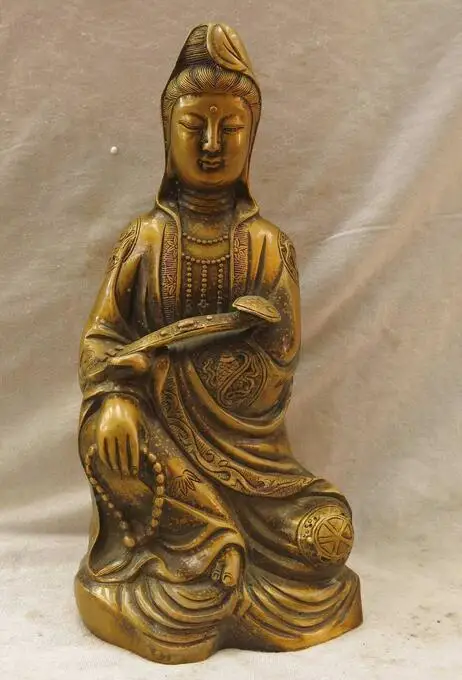 11&quot China bronze copper Buddhism Kwan-yin Bodhisattva buddha Sculpture Statue | Дом и сад