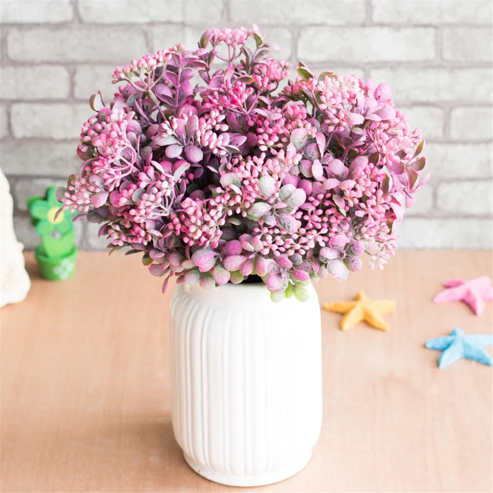 

2pcs 7 Branches Simulation Green Artificial Berry Flowers Artificial plants Fruit Plants Bouquet Accessories Outdoor Home Decor