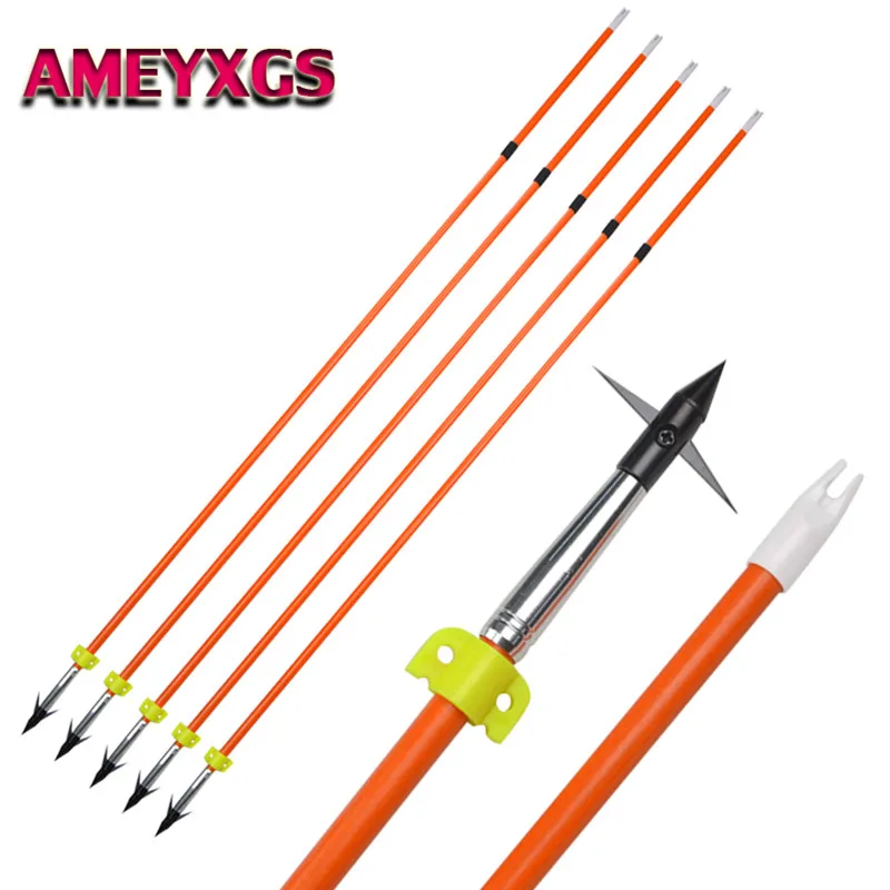 

6/12Pcs 32" Archery BowFishing Arrows Hunting Points Tips Arrowheads Safety Slides Outdoor Shooting Hunting Fishing Accessories