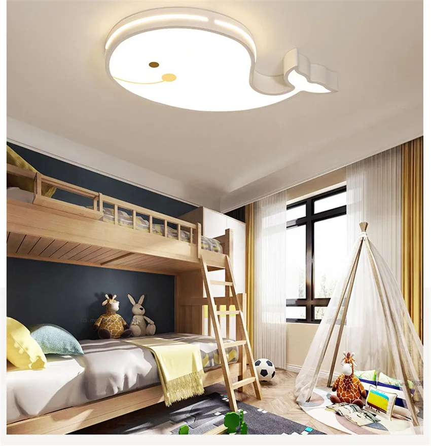 Современный Креативный светодиодный потолочный светильник в виде Кита для спальни детей, маленьких мальчиков и девочек, детский потолочный светильник с пультом дистанционного управления, потолочный светильник