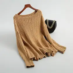 Shuchan женский свитер 2018 осень выдалбливают повседневные свободные женские свитера и пуловеры с длинным рукавом женская одежда 8-3326
