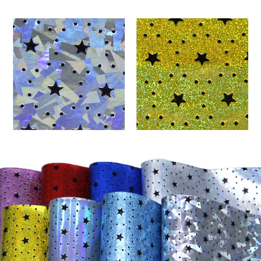 

David accessories 20*34cm Laser Star Vinyl Artificial Faux Synthetic Leather Fabric DIY Sewing Garment Bow Handbag,1Yc7071