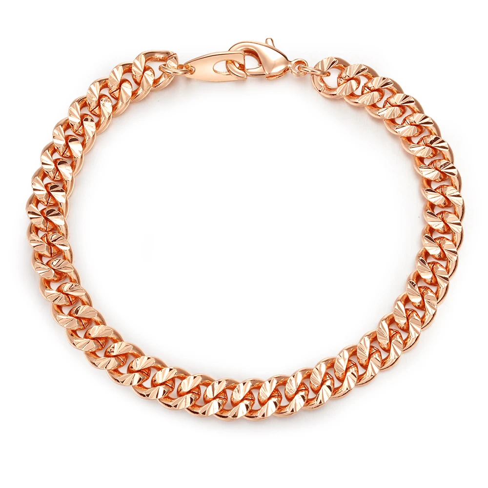 Branded Rose Gold Men's Bracelet Fashion 21CM 7MM Cuban Chain Chain