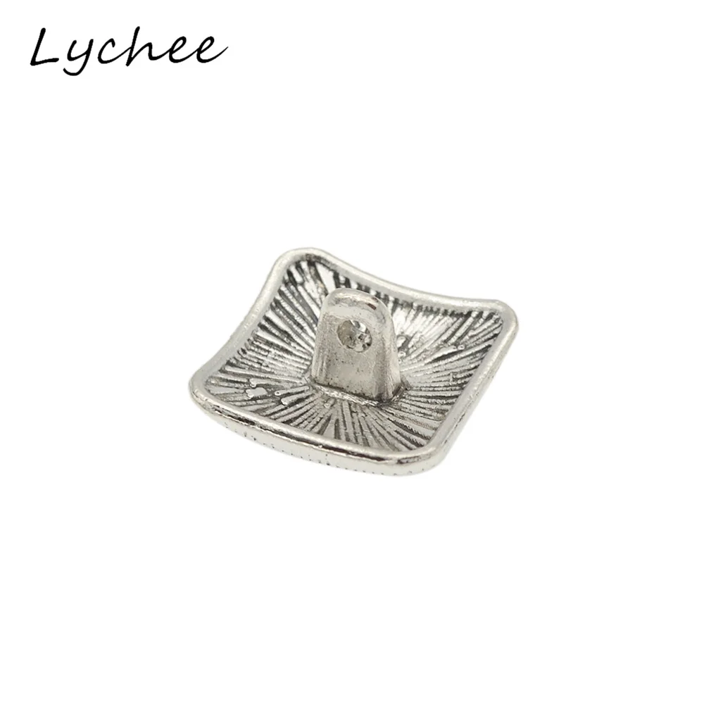 Lychee 10 шт. Геометрическая Квадратная Металлическая пуговица с хвостовиком для
