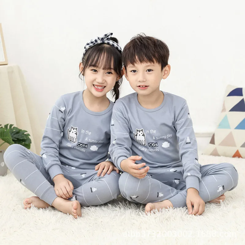 

2019 Winter Cartoon Pajamas For Girls Boys Children's Pajamas Set Long-sleeves 2pcs Pyjamas Sleepwear Kids Baby Girls Clothes