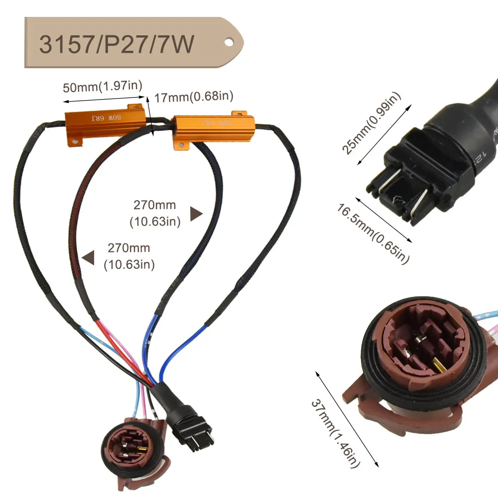 2x1156 BA15S 1157 3156 3157 7443 7440 Canbus сигнал поворота проводка Нет ошибки флэш-РЕЗИСТОРЫ НАГРУЗКИ декодер Предупреждение Ошибка Отмена