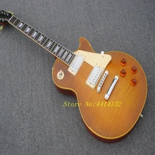 

New style high quality relic standard LP electric guitar,Tobacco burst electric guitar,tiger striped map lp guitar free shipping