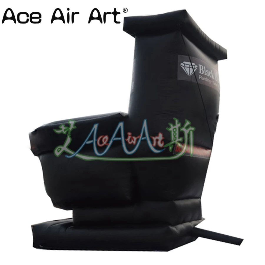  Hot sale Portable Giant Inflatable new black Toilet With Bloweradding advertising words For World T