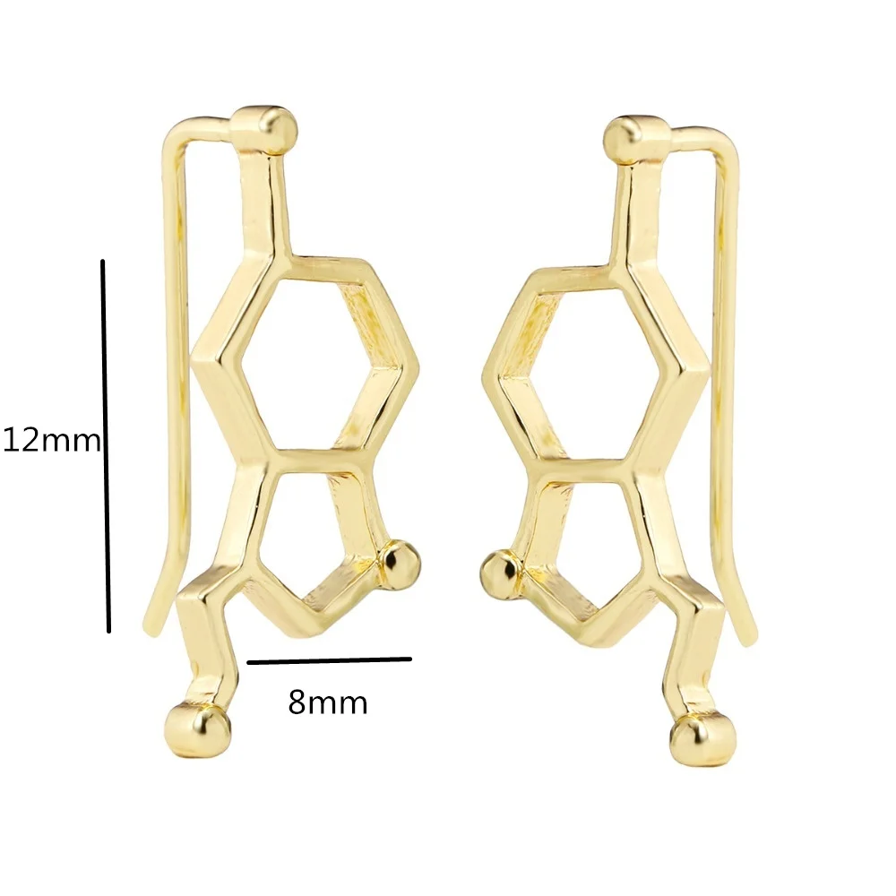 Творческий молекула серотонина серьги для Для женщин в стиле «панк» химическая молекула серотонина серьги-клаймберы вечерние серьги