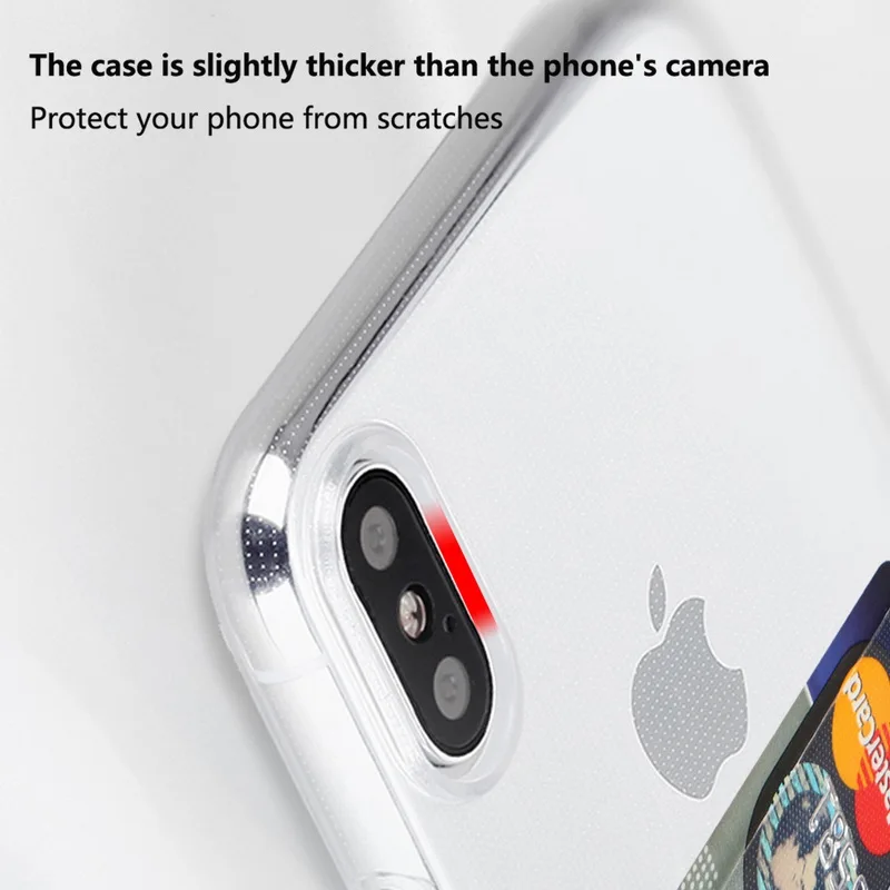 YISHANGOU Credit Card Holder Transparent Phone Case For iPhone 7 8 Plus 10 Soft TPU Back Cover For iPhone 6 6S Plus X XR XS Max YISHANGOU Credit Card Holder Transparent Phone Case For iPhone 7 8 Plus 10 Soft TPU Back Cover For iPhone 6 6S Plus X XR XS Max