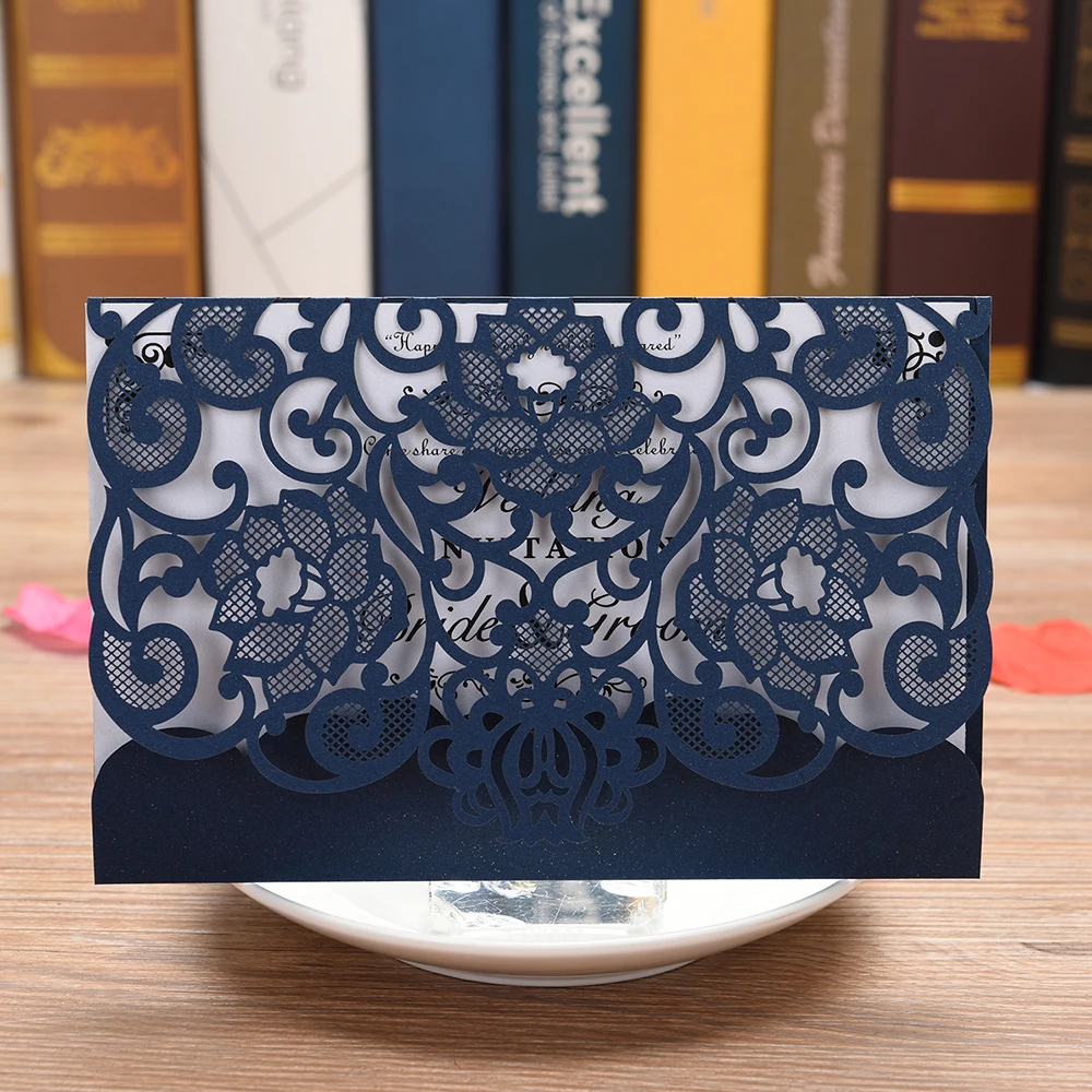  Laser Cut Flower Pattern Invitations Cards for Birthday Baby Shower Wedding invitations rustic 100p - 33051965197