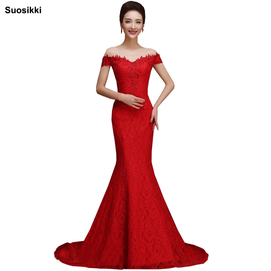 Suosikki Robe De Soiree, бургундское длинное вечернее платье, вечерние, элегантное, праздничное, длинное, выпускное платье - Цвет: Красный