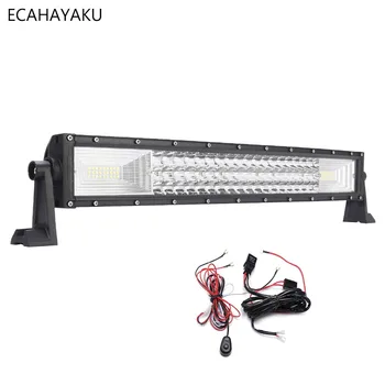 

ECAHAYAKU Tri-row 20" Curved LED Light Bar Combo Beam Led Work Light Bar 12V 24V with 2Meter Wire for 4x4 Off Road ATV Truck UTE
