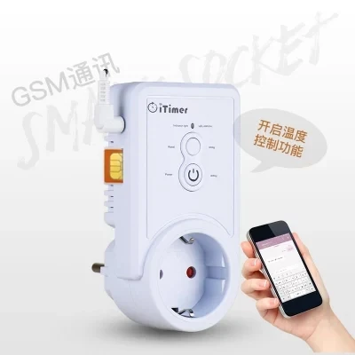 GSM Smart Power Plug Socket Wall Switch Outlet With Temperature Sensor Russian English SMS Control support USB Output SIM Card