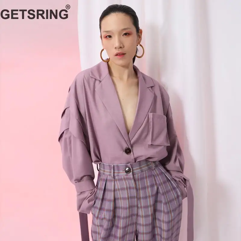 Match Femme Lâche Unique Bandage Veste À purple Poitrine Femelle En V Femmes Vestes Col Profond Tous 2018 Manches Longues Getsring Les Apricot Manteau Tops qzVUGLSMp