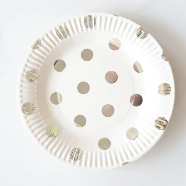 Silver dot plates 20 шт./компл. розовое золото точка бумажная салфетка вечерние девственная древесина бумажная салфетка для свадьбы ребенка день рождения предметы домашнего обихода - Цвет: Silver dot plates