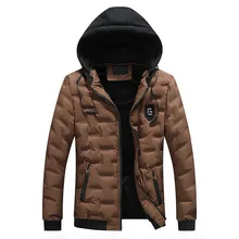 Мужское Модное теплое однотонное хлопковое пальто с капюшоном, теплая хлопковая куртка, осенняя и зимняя верхняя одежда, D95