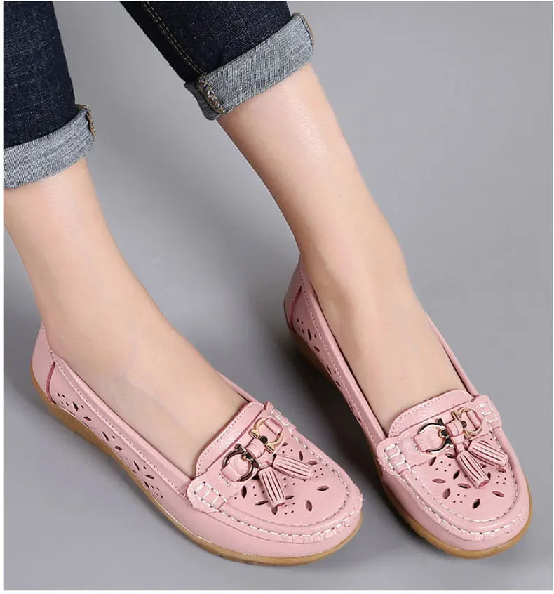 Casual shoes flats female fashion women summer genuine leather slip on women shoes loafers solid comfortable shoes woman