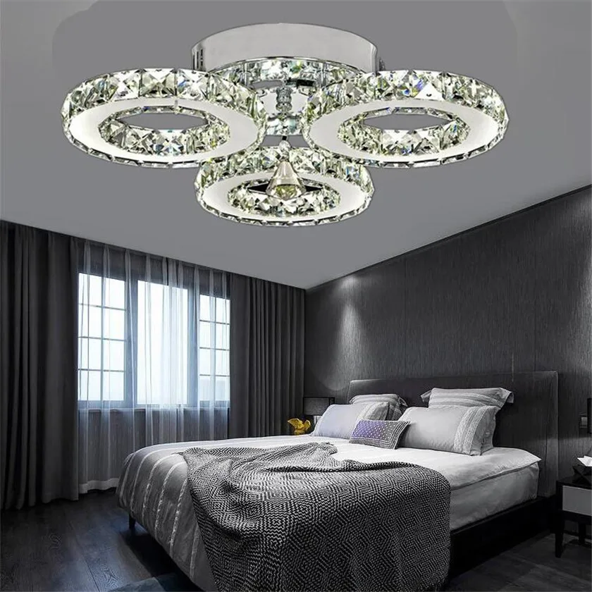Modern K9 Crystal Led Ceiling Lights Stainless Steel 3 Rings Ers Modern K9 Crystal Led Ceiling Lights Stainless Steel 3 Rings Ers Plafond For Kitchen Dinning Room Luminaire Light Fixtures