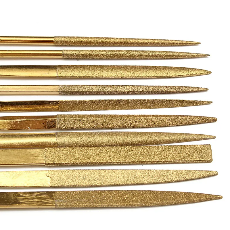 10Pcs Titanium Diamond Coating Needle Flat File Set Metal Working Craft Tools