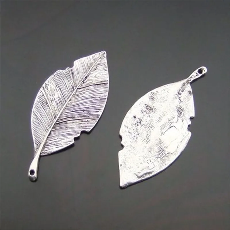 

4pcs/lot Women Bohemia Vintage Anruque Silver Large Leaf Necklace Charms Pendants Jewelry Findings Handmade Craft 01277 81*32 mm