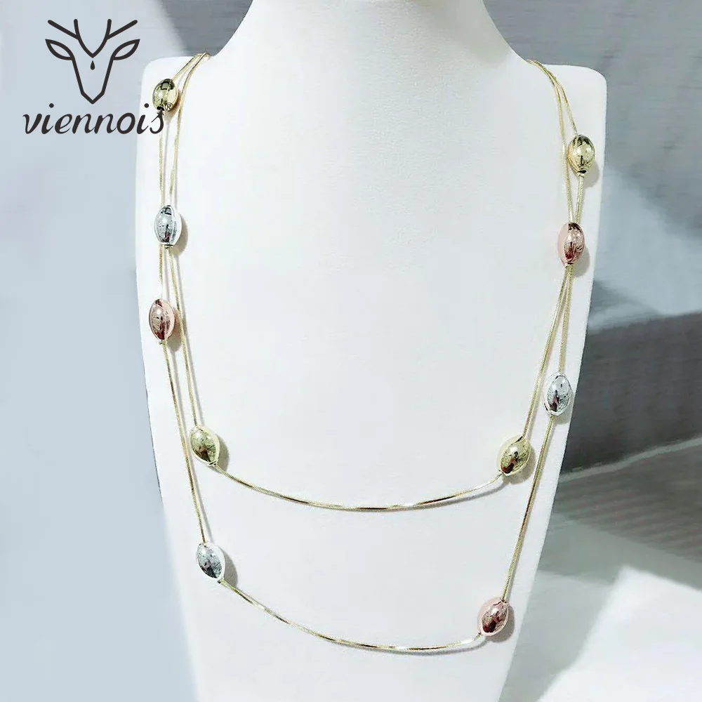 Viennois новинка Геометрическая цепочка на свитер розовое золото/золото длинное