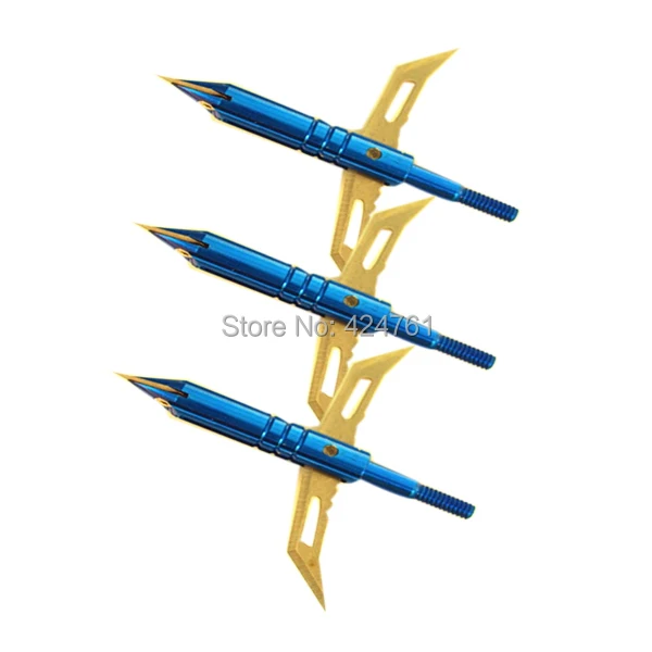

3pcs New Arrival Blue Fish Points Broadheads High quality Bowfishing Arrow Head Expandable Blade Free Shipping