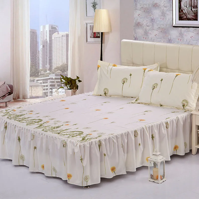 Хлопок кровать юбка один кусок многоцветная защита рукав печати кровать для принцессы юбки - Цвет: Тёмно-синий