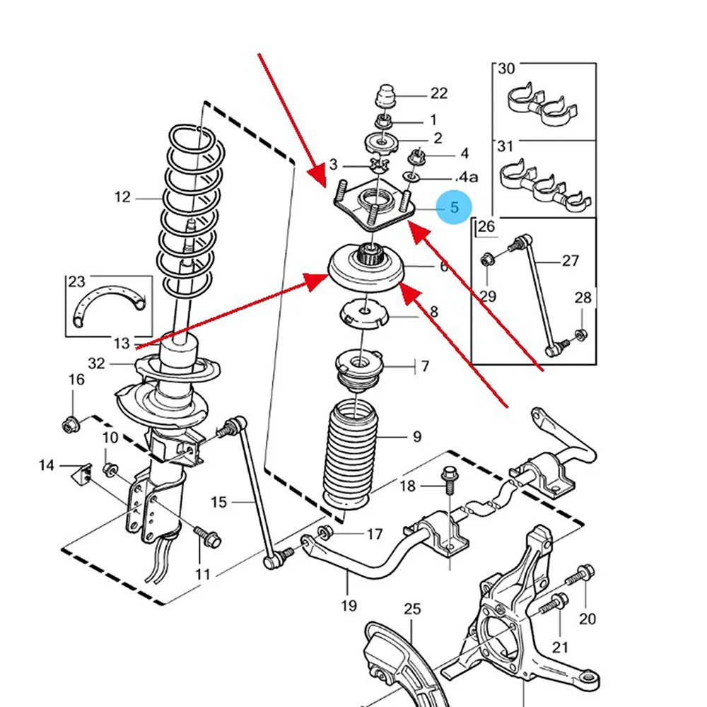 30683637 передний амортизатор автомобиля рессорная Подушка стойка крепление втулка для Volvo 850 C70 S60 2001-2009 S80 1999-2003 V70 XC70 XC90